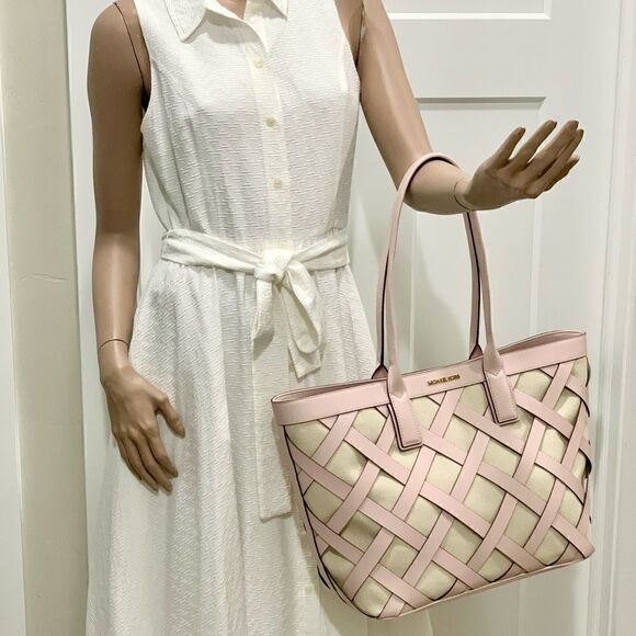 Michael Kors Sienna Leather with Canvas Large Tote - Picture 7 of 14